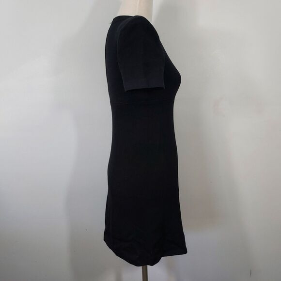St John Collection Marie Gray Black Dress Santana Knit Stretch Size 2 VTG Flaw - Picture 5 of 12